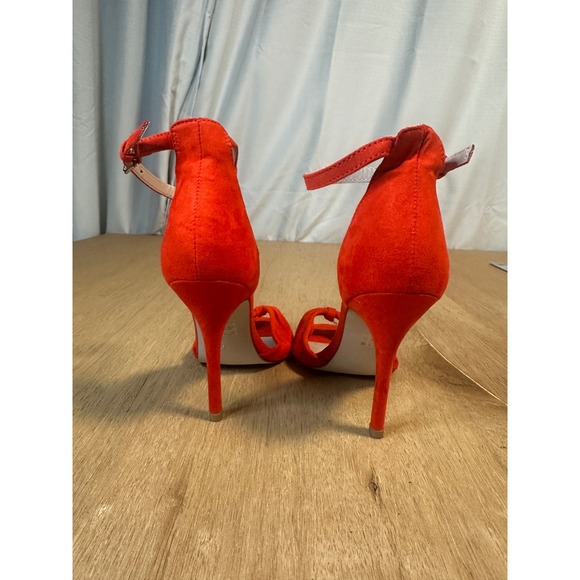 Red Suede Heels Miss KG Size 37 Ankle Strap Bow Stiletto Pumps Shoes - Picture 5 of 7